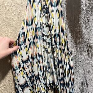 Colorful Patterned Top with Lace-Up Detail